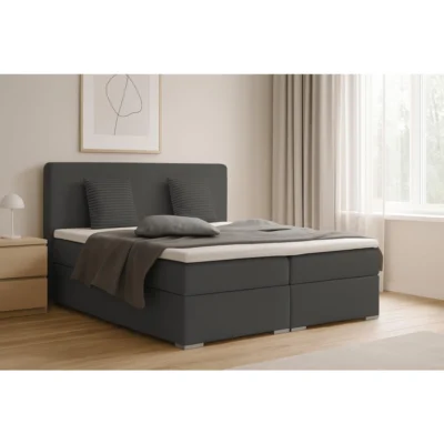 Deine Möbel 24 Boxspringbett BELLO in Anthrazit, Liegefläche 140x200 cm – mit Bettkasten, Taschenfederkern